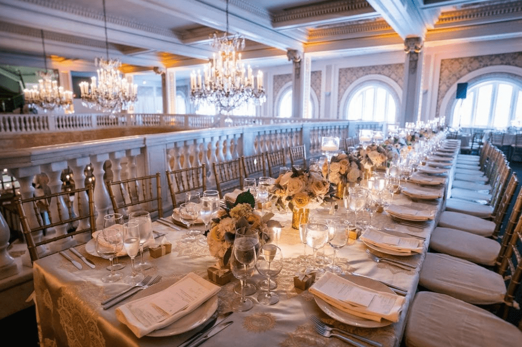 Setting for a banquet dinner